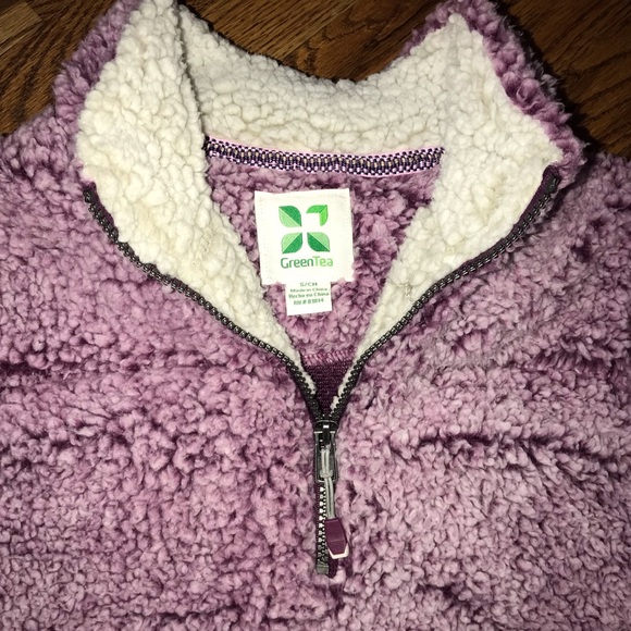 GreenTea Sherpa 1/4 Zip Pull Over Burgundy Small - Picture 4 of 12